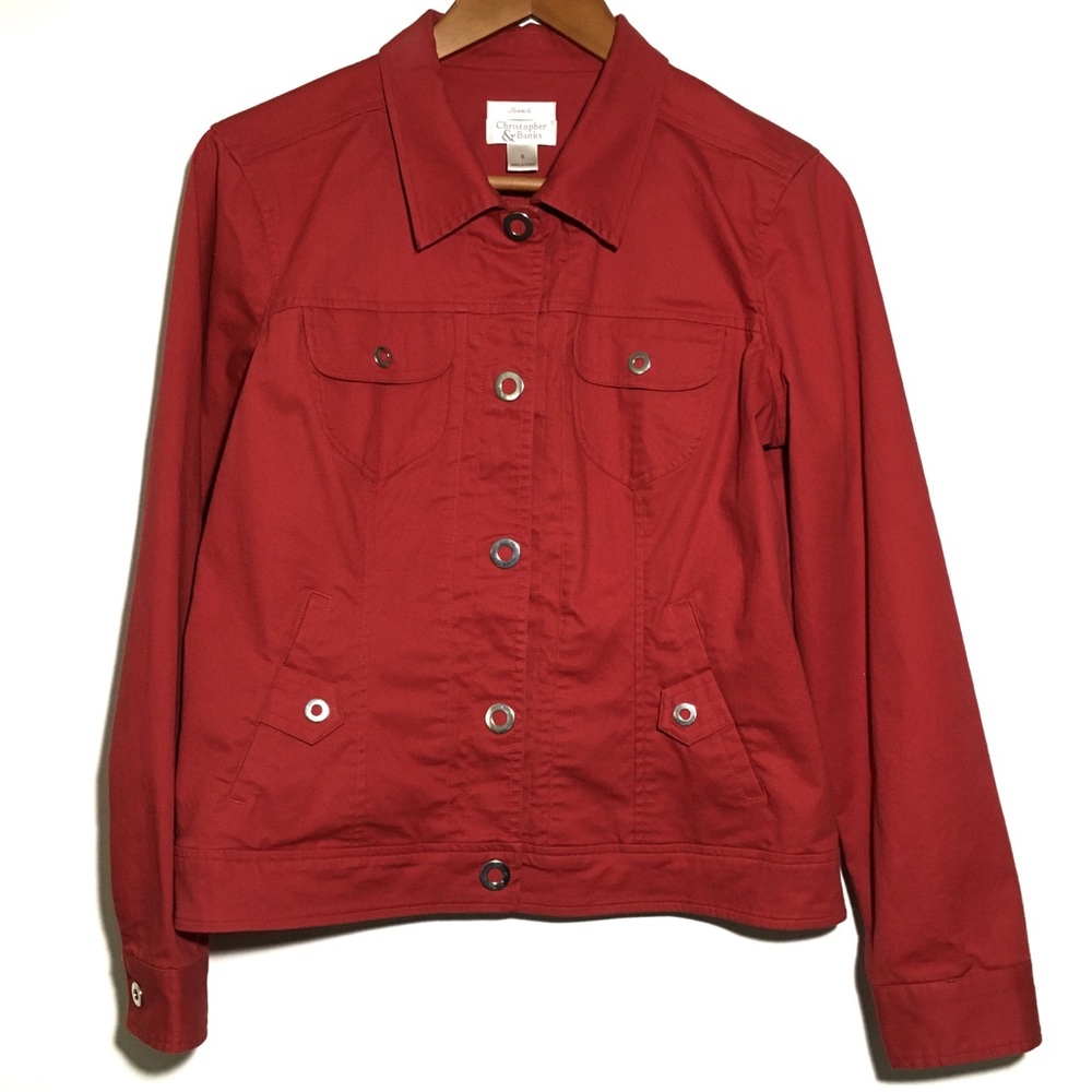 Christopher & Banks Red Women’s B/U Jacket Size S